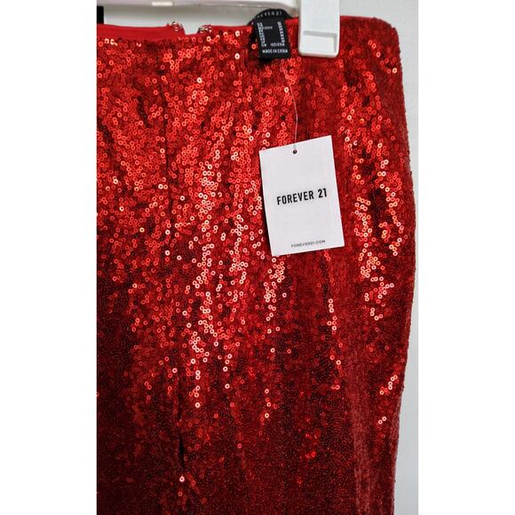 NWT Red sequins sparkly pants Christmas party zip size Med Glam Twee lined - Picture 2 of 9